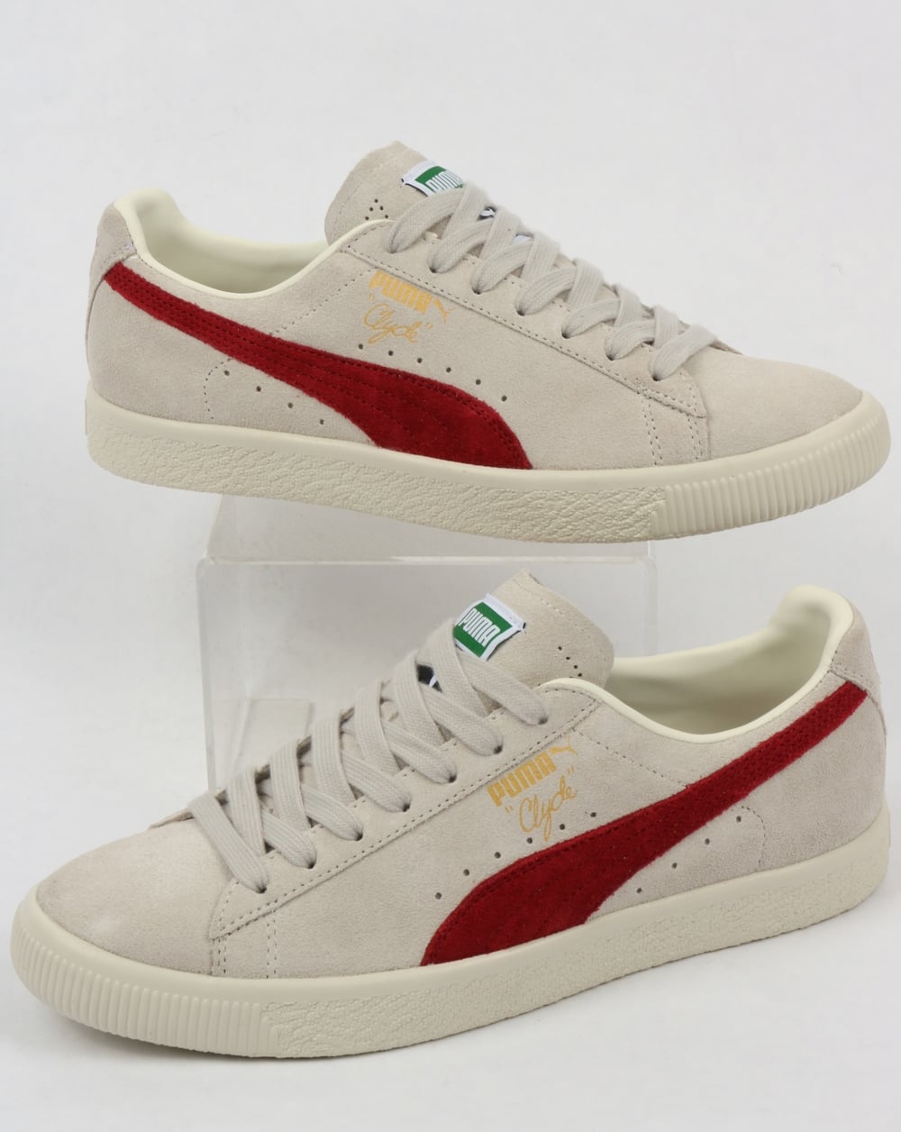 Puma Clyde Archive Trainers Grey/Red Dahlia