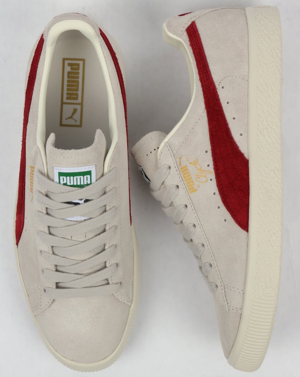Puma Clyde Archive Trainers Grey/Red Dahlia