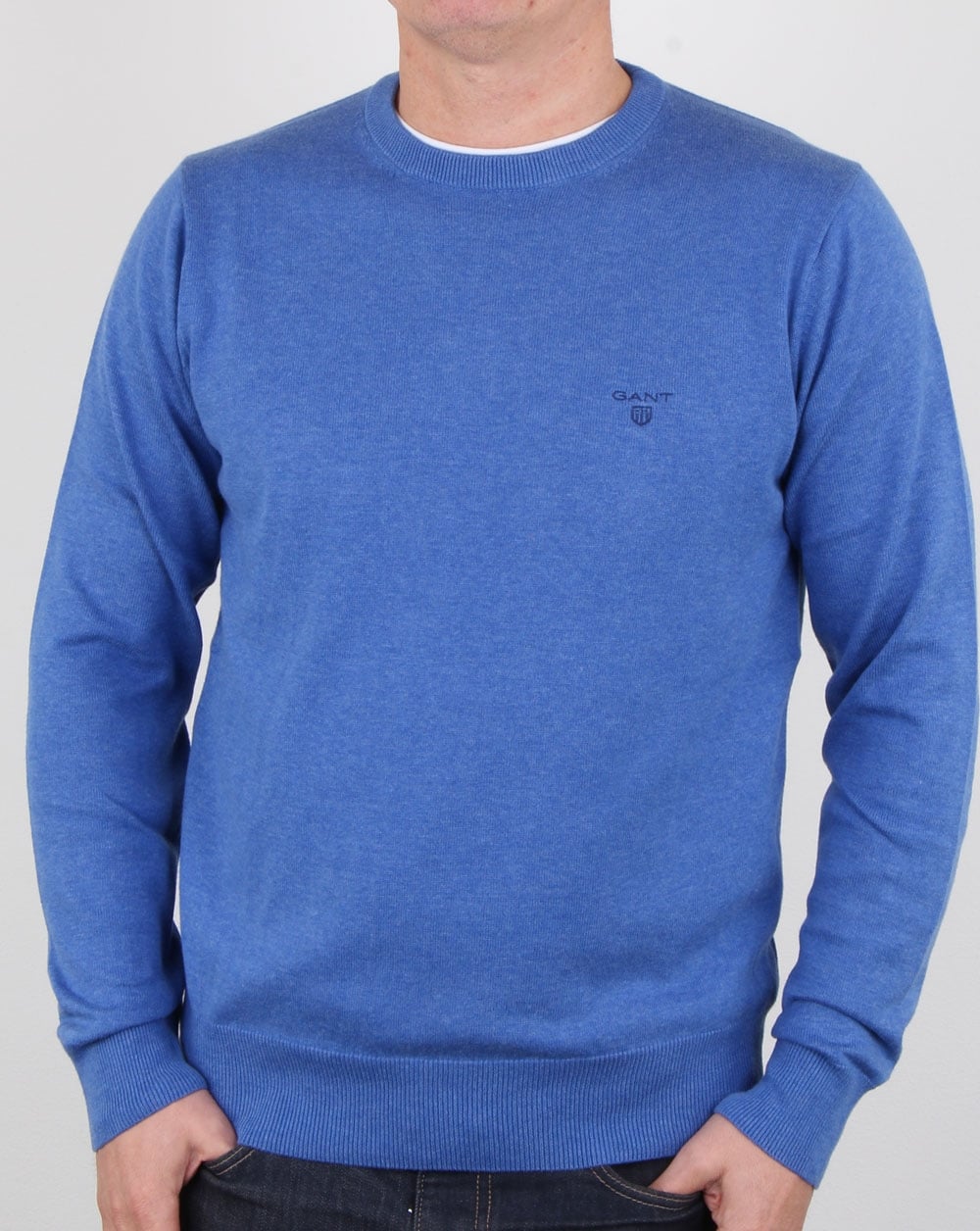 Gant Cotton Wool Crew knit Blue Melange