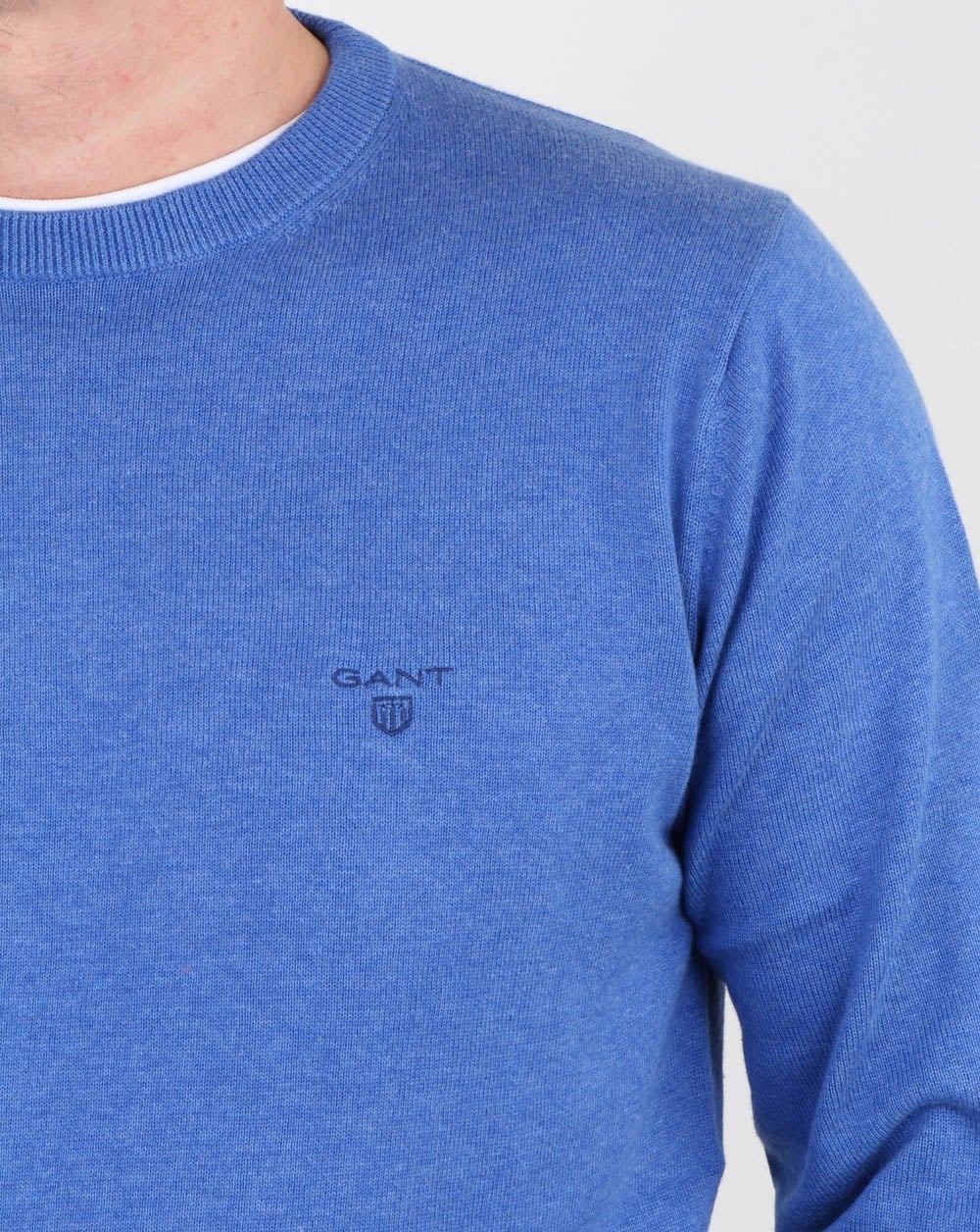 Gant Cotton Wool Crew knit Blue Melange