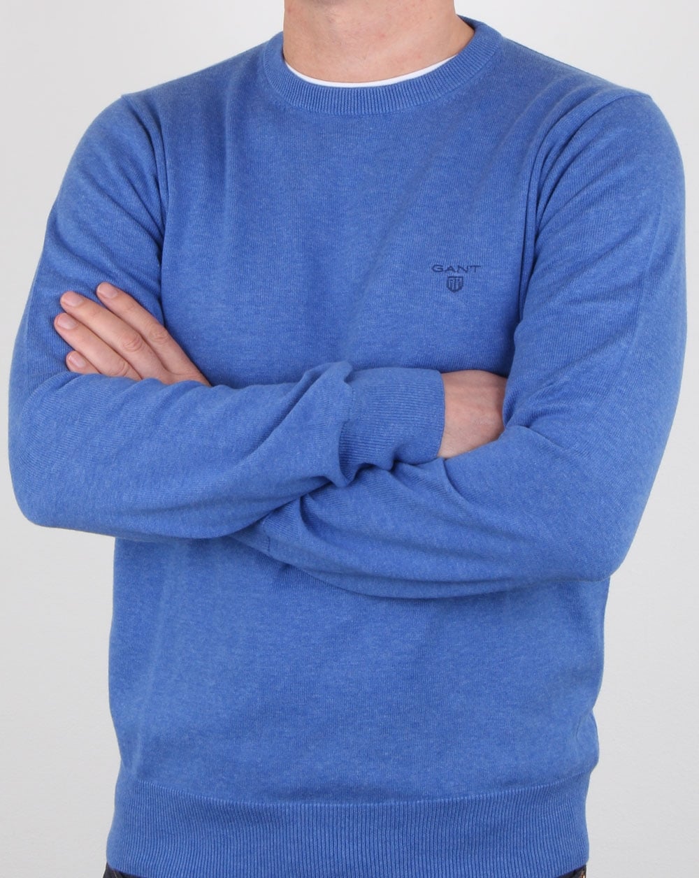 Gant Cotton Wool Crew knit Blue Melange