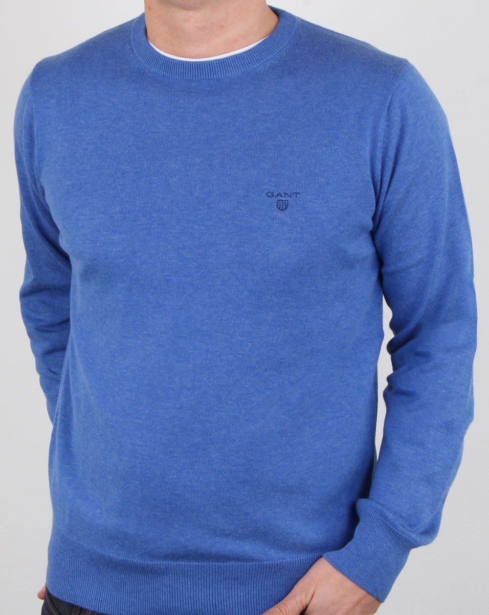 Gant Cotton Wool Crew knit Blue Melange
