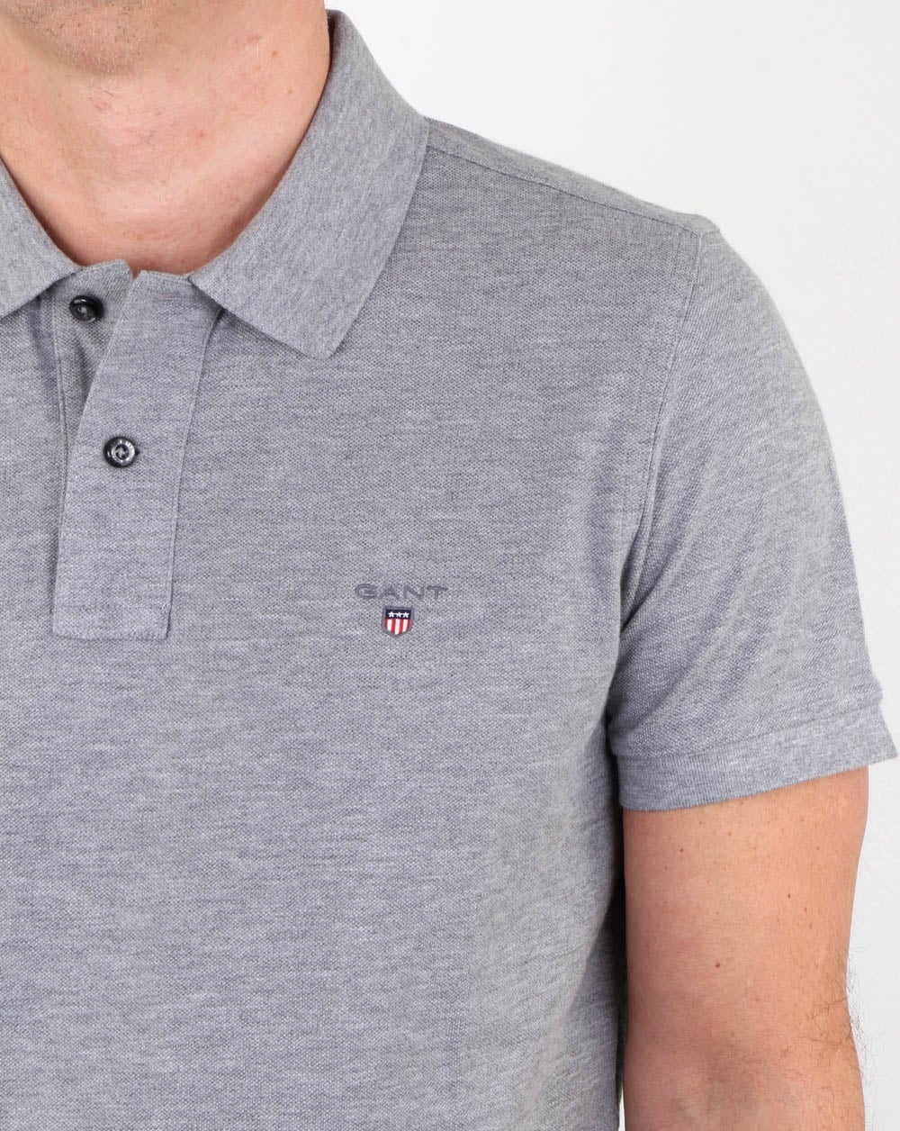 Gant Pique Rugger Polo Grey Melange
