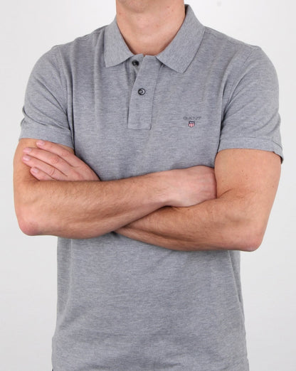 Gant Pique Rugger Polo Grey Melange