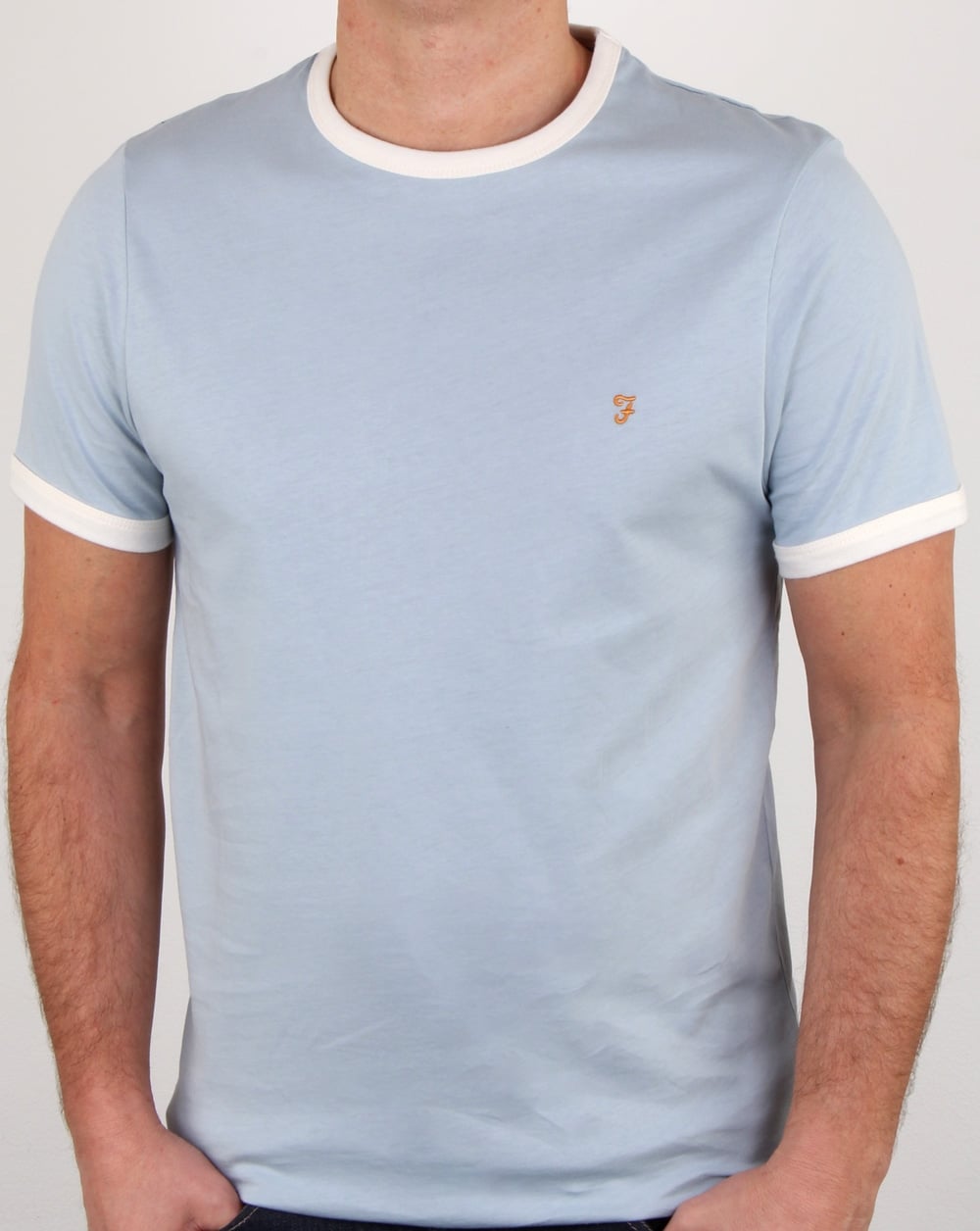 Farah Groves Ringer T Shirt Lake Blue