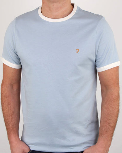 Farah Groves Ringer T Shirt Lake Blue