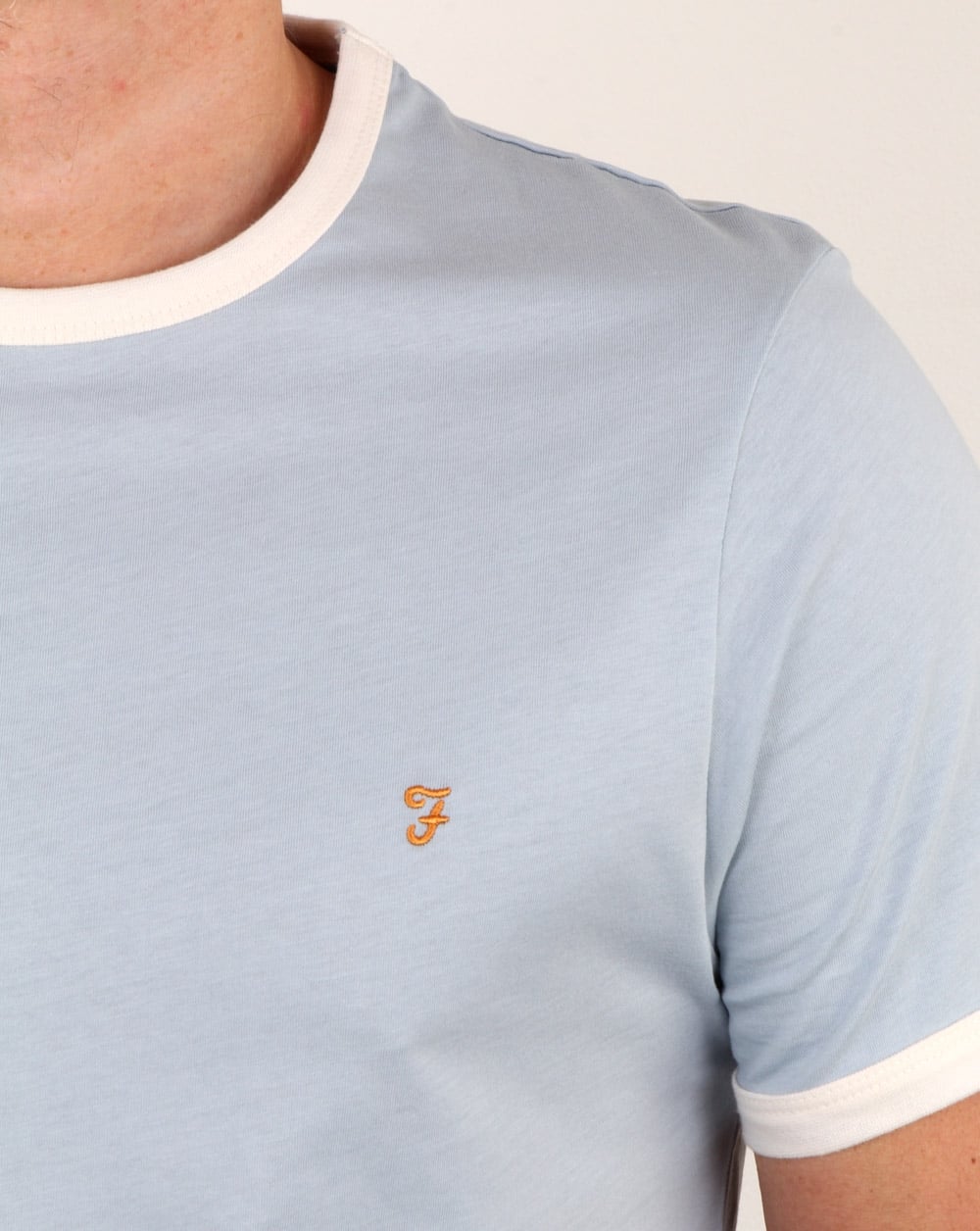 Farah Groves Ringer T Shirt Lake Blue