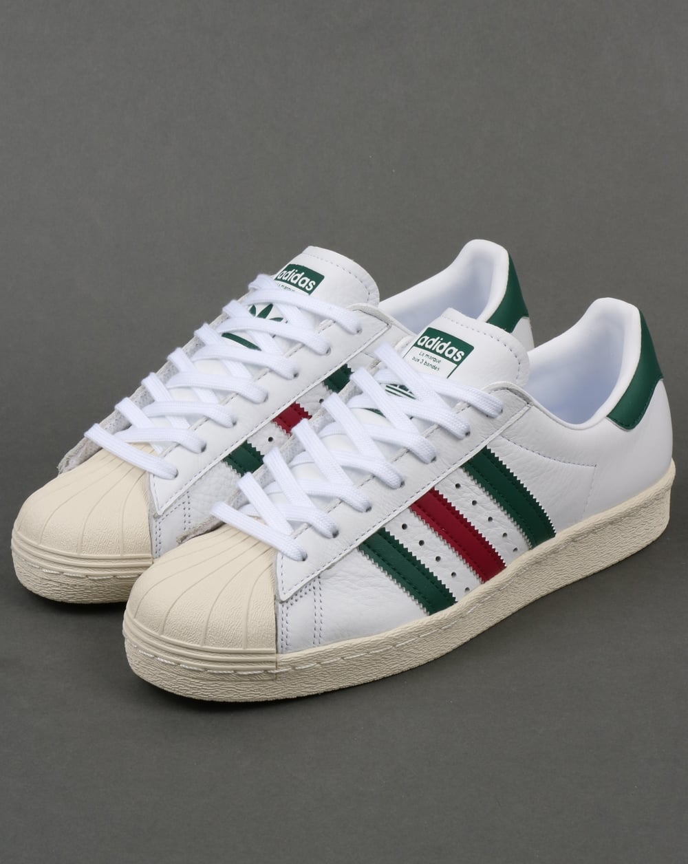 Adidas Superstar 80s Trainers White/Green/Ruby – 80's Casual Classics