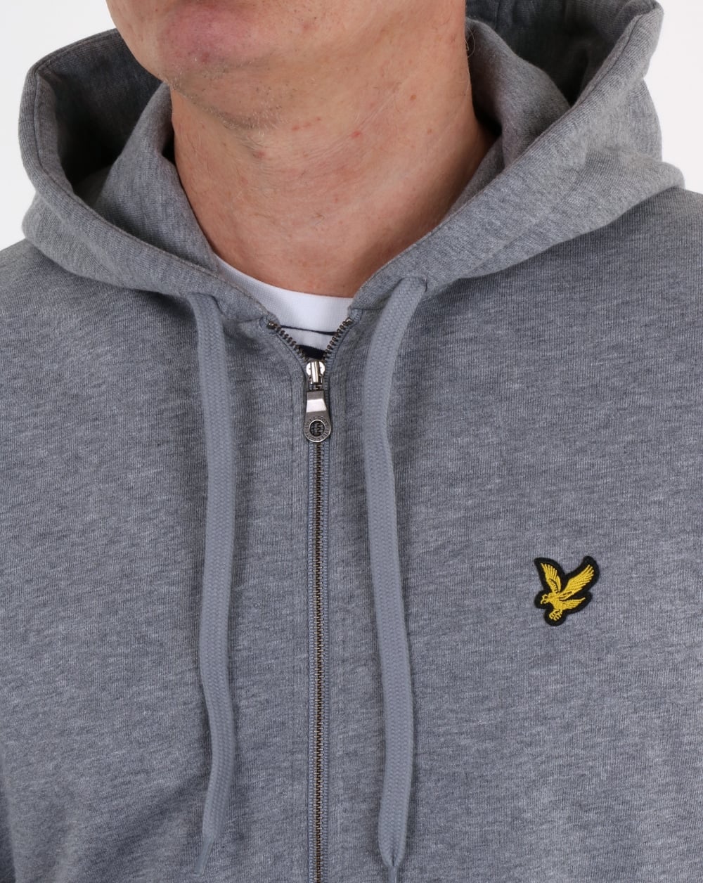 Lyle And Scott Zip Through Hoodie Mid Grey Marl