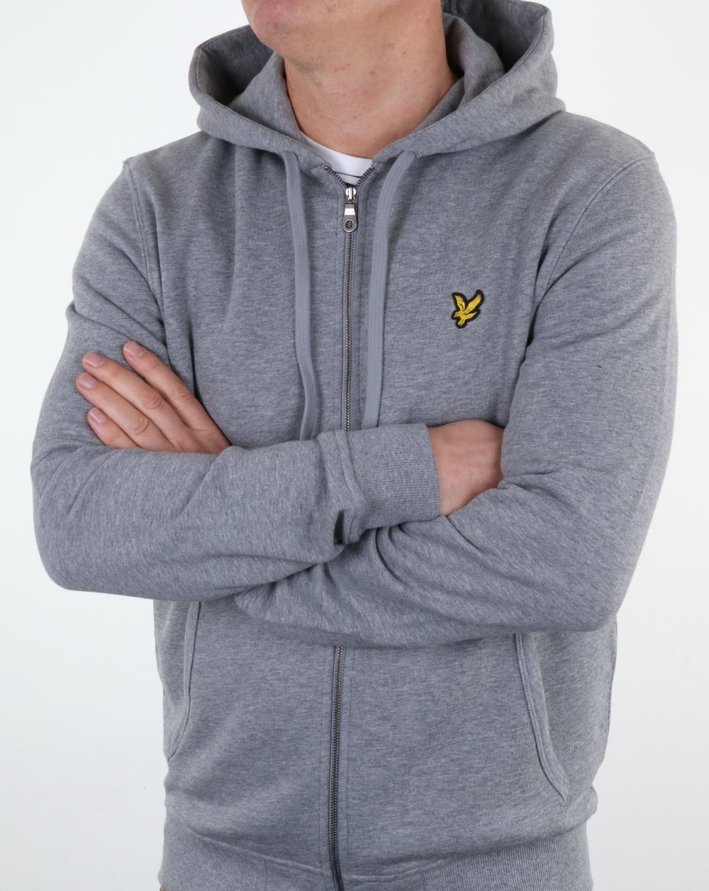 Lyle And Scott Zip Through Hoodie Mid Grey Marl