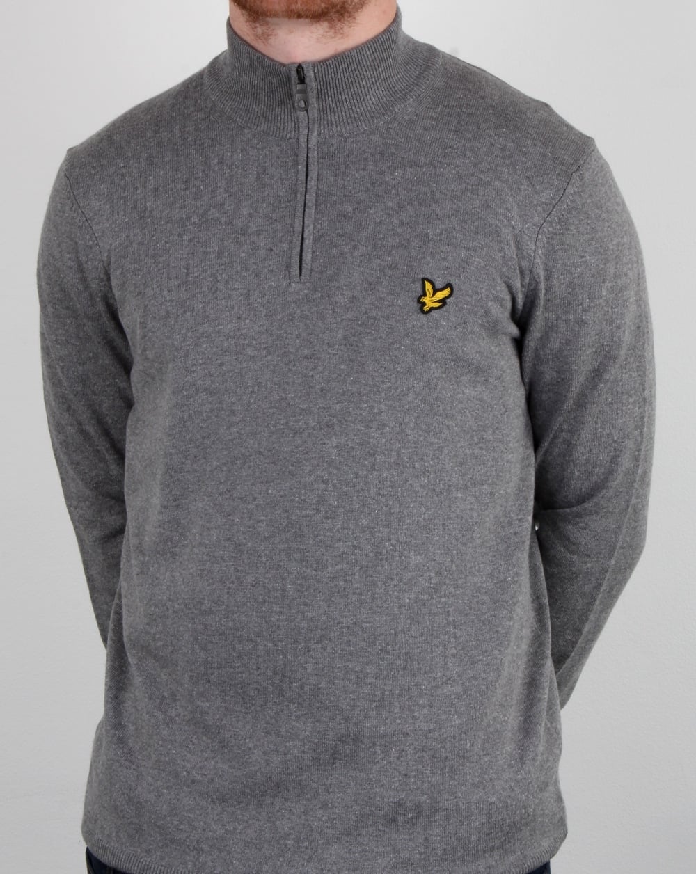 Lyle And Scott Quarter Zip Jumper Mid Grey Marl