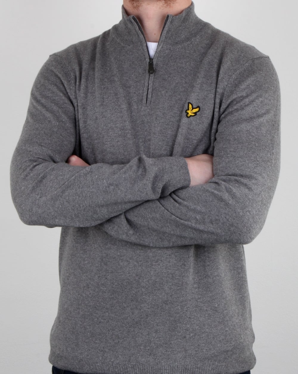 Lyle And Scott Quarter Zip Jumper Mid Grey Marl