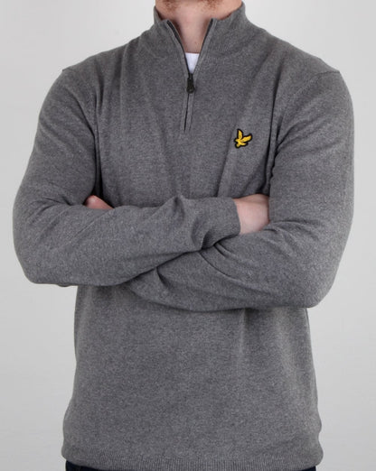 Lyle And Scott Quarter Zip Jumper Mid Grey Marl