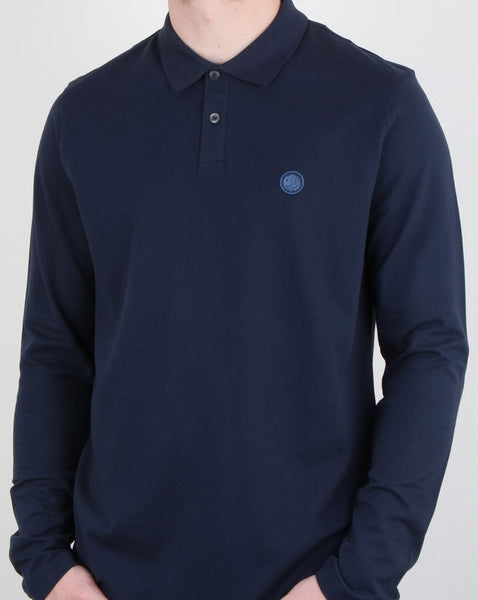 Pretty Green Hartford Long Sleeve Polo Shirt Navy