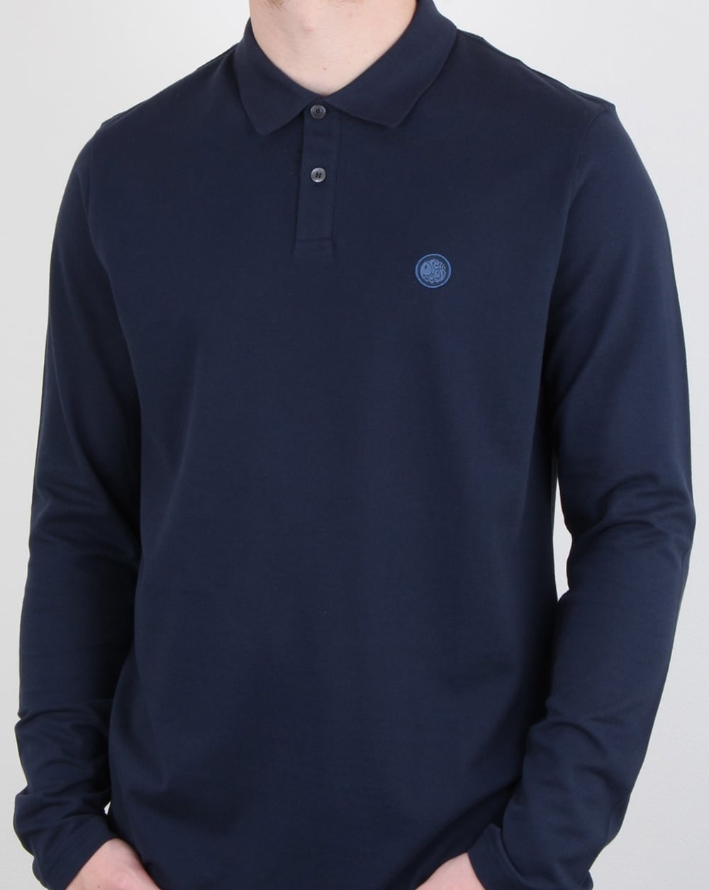 Pretty Green Hartford Long Sleeve Polo Shirt Navy
