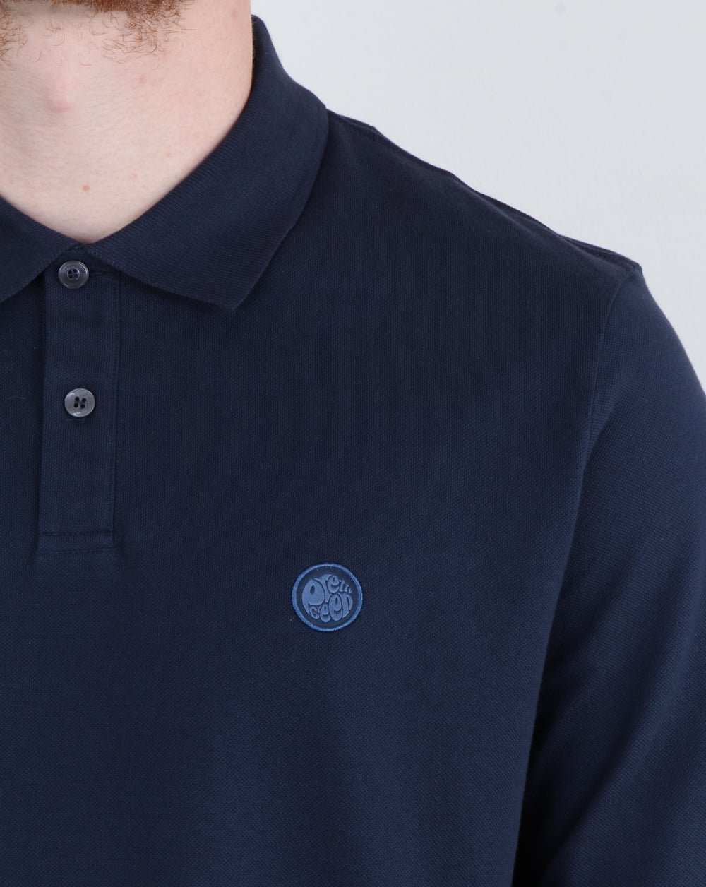 Pretty Green Hartford Long Sleeve Polo Shirt Navy