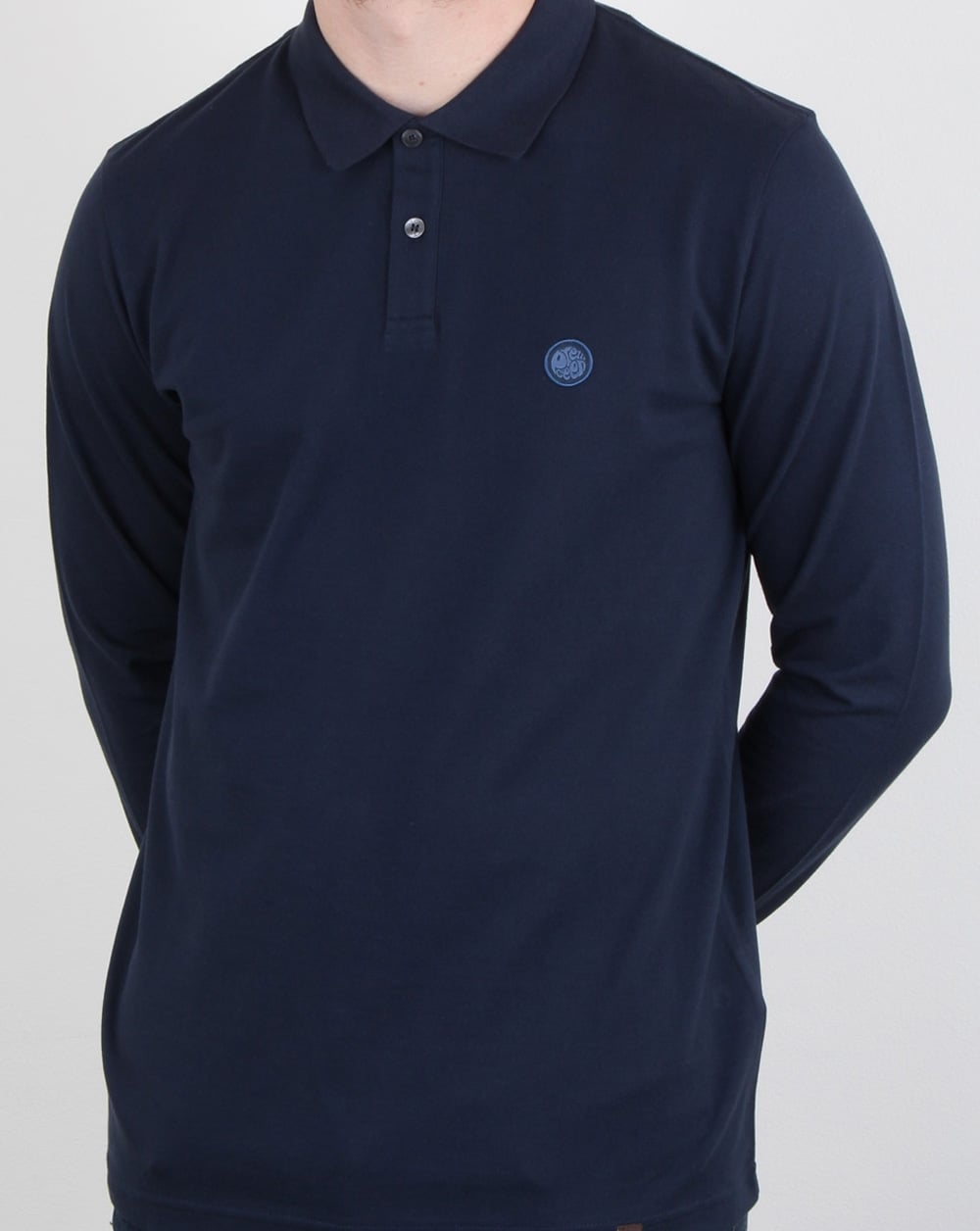 Pretty Green Hartford Long Sleeve Polo Shirt Navy