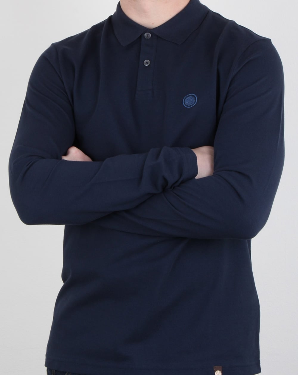 Pretty Green Hartford Long Sleeve Polo Shirt Navy