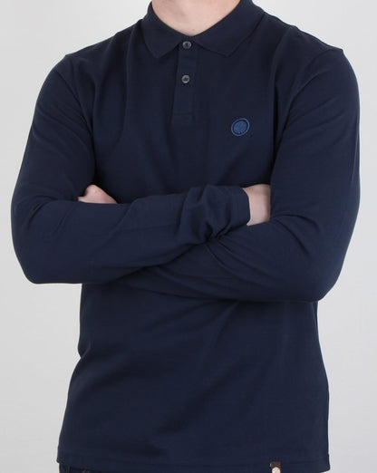 Pretty Green Hartford Long Sleeve Polo Shirt Navy