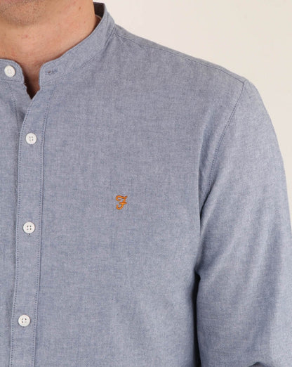 Farah Chramer Grandad Shirt Blue Marl