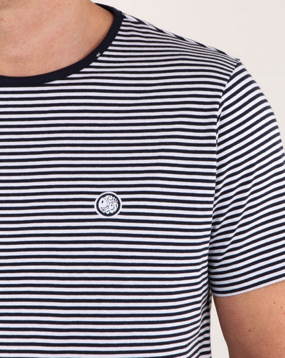 Pretty Green Striped Feeder T Shirt Navy