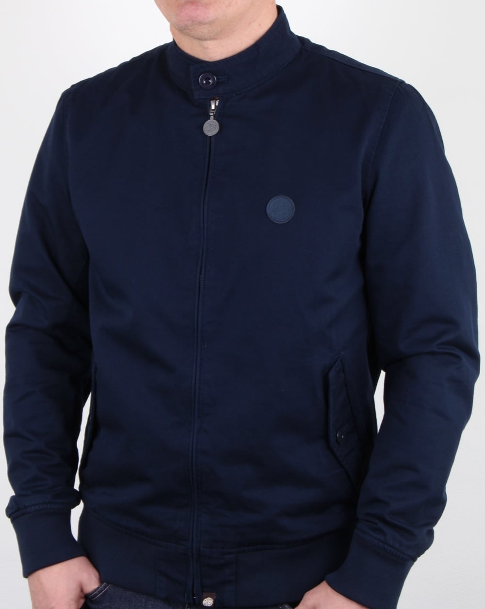 Pretty Green Cotton Harrington Jacket Navy