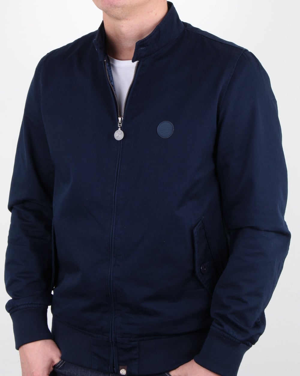 Pretty Green Cotton Harrington Jacket Navy
