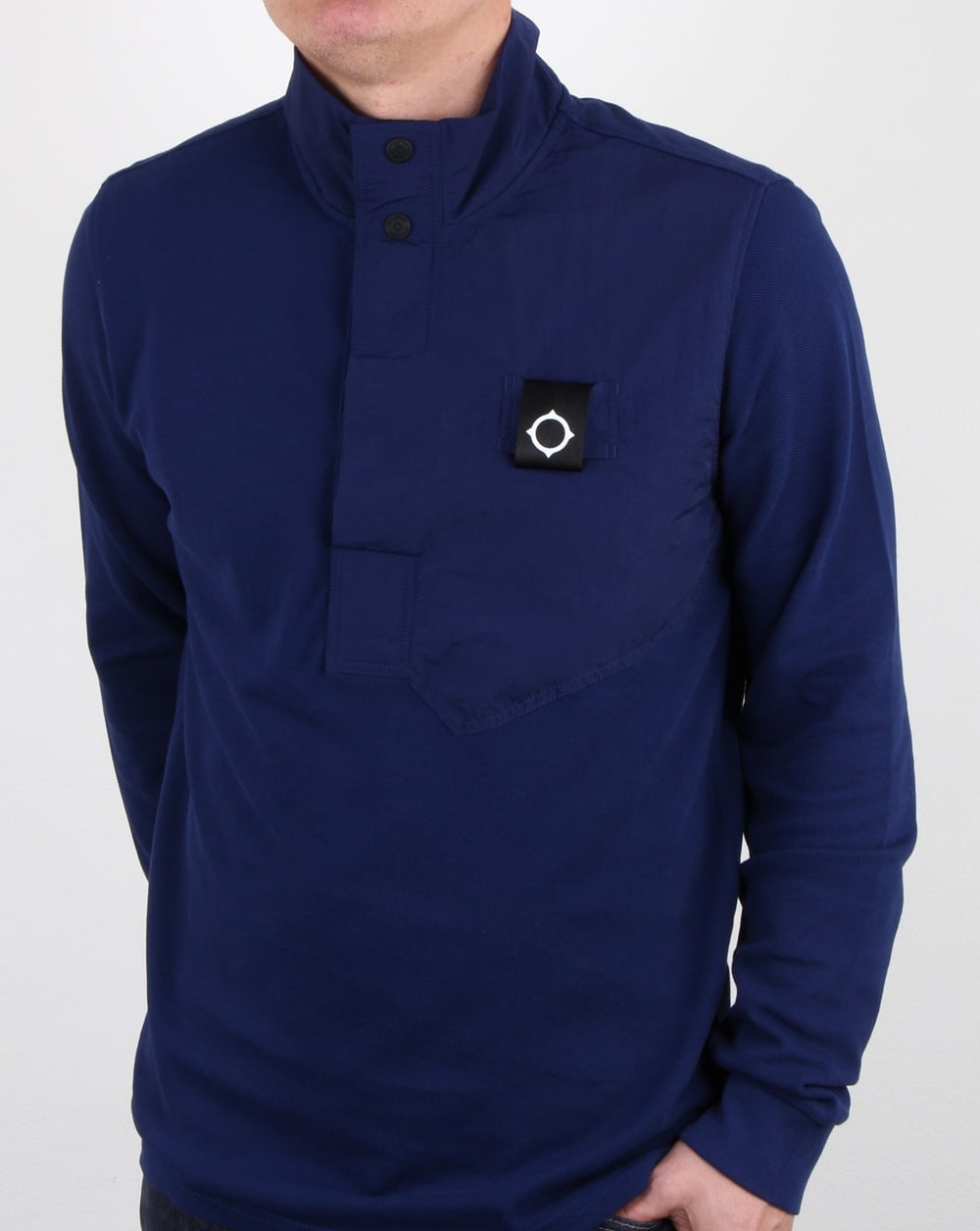 Ma.strum Pique Funnel Neck Dark Navy
