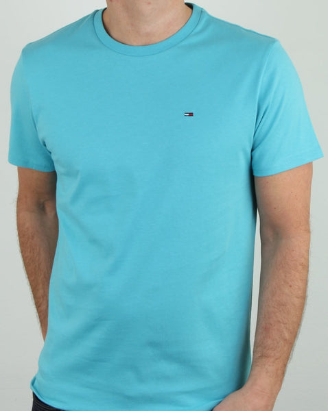 Tommy Hilfiger Cotton Crew Neck T Shirt Aqua Blue