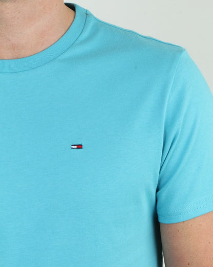 Tommy Hilfiger Cotton Crew Neck T Shirt Aqua Blue
