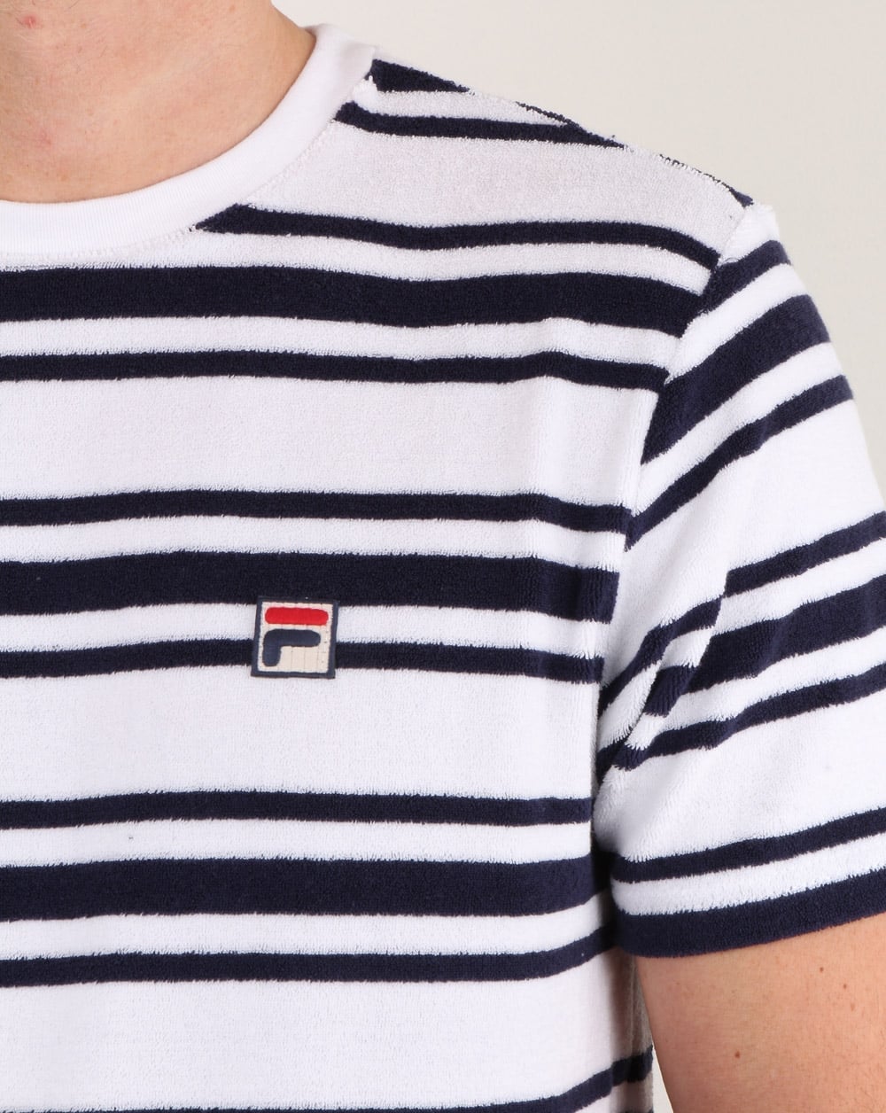 Fila Vintage Terry Style Stripe T Shirt White