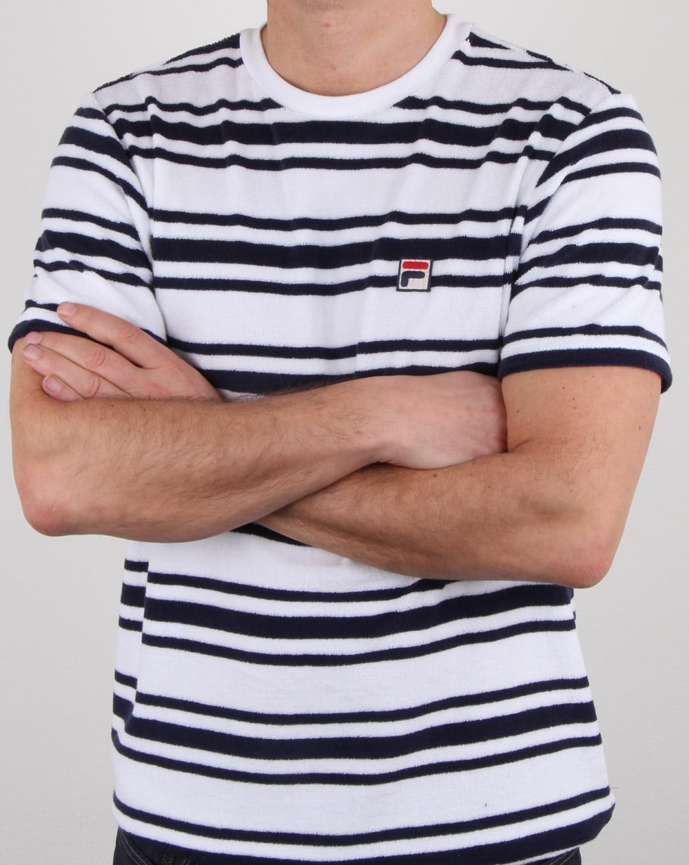 Fila Vintage Terry Style Stripe T Shirt White