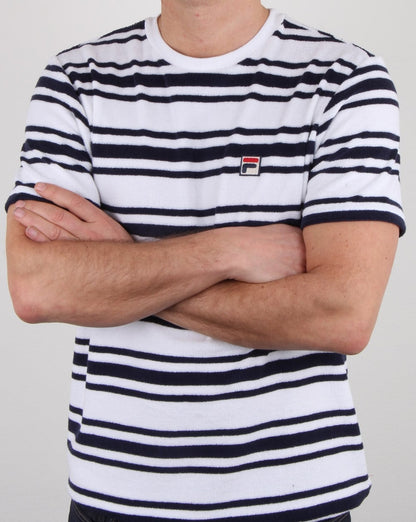 Fila Vintage Terry Style Stripe T Shirt White