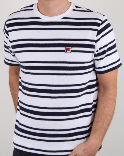 Fila Vintage Terry Style Stripe T Shirt White