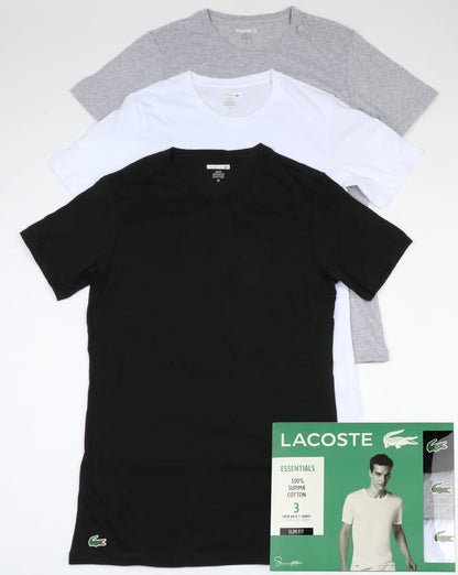 Lacoste Triple Pack Slim Crew Tees Black/White/Grey
