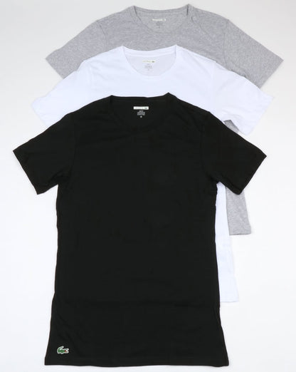 Lacoste Triple Pack Slim Crew Tees Black/White/Grey