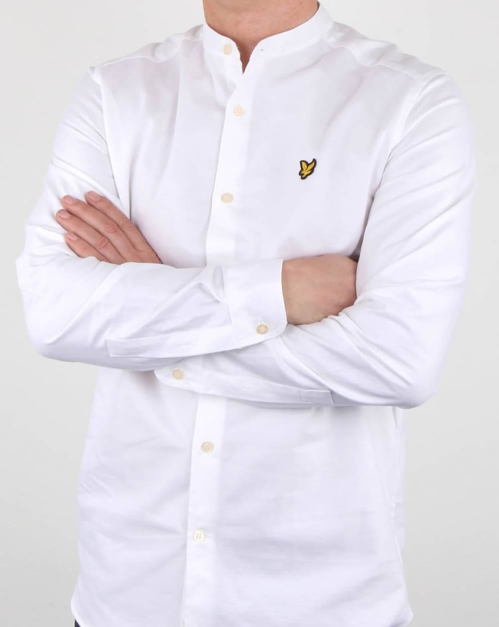 Lyle And Scott Grandad Collar Shirt White