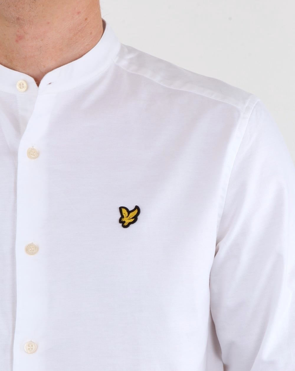 Lyle And Scott Grandad Collar Shirt White