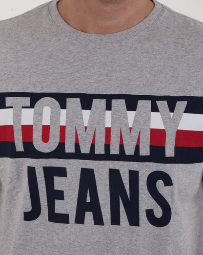 Tommy Hilfiger Colorblock Font T Shirt Light Grey Marl