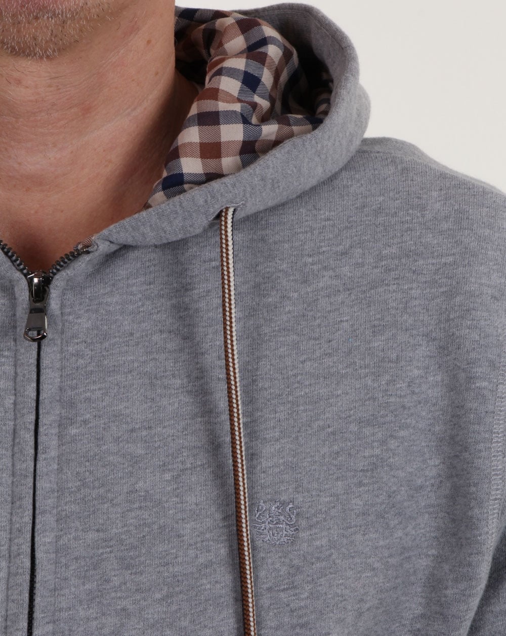 Aquascutum Arlo Sweat Hoodie Grey Melange