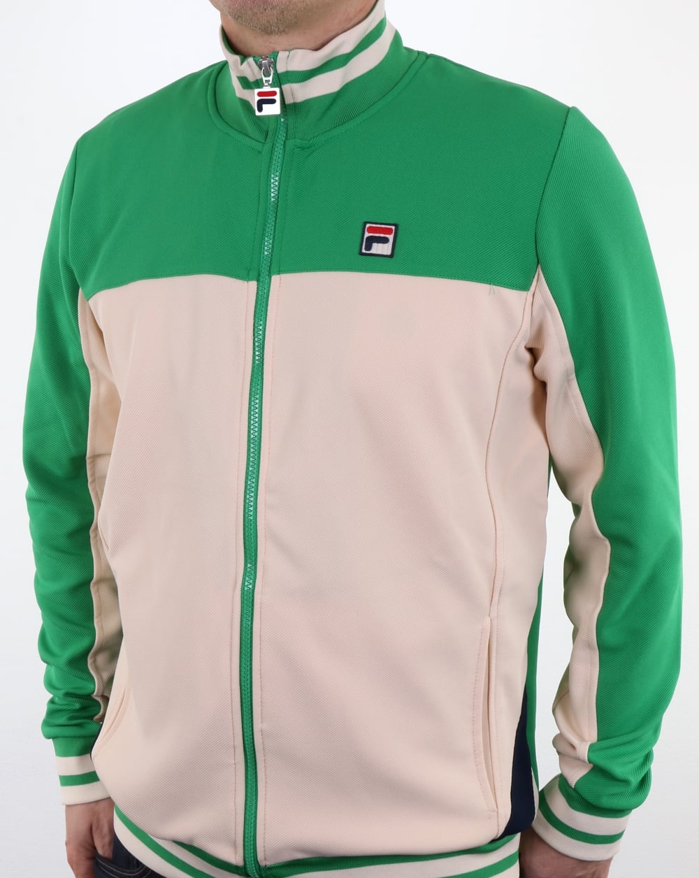 Fila Vintage Tiebreaker Track Top Gardenia/Green