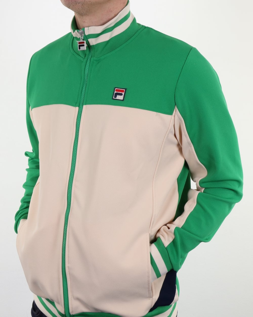 Fila Vintage Tiebreaker Track Top Gardenia/Green