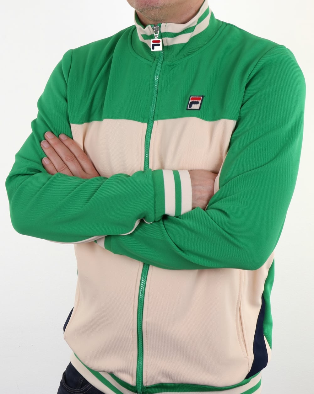 Fila Vintage Tiebreaker Track Top Gardenia/Green