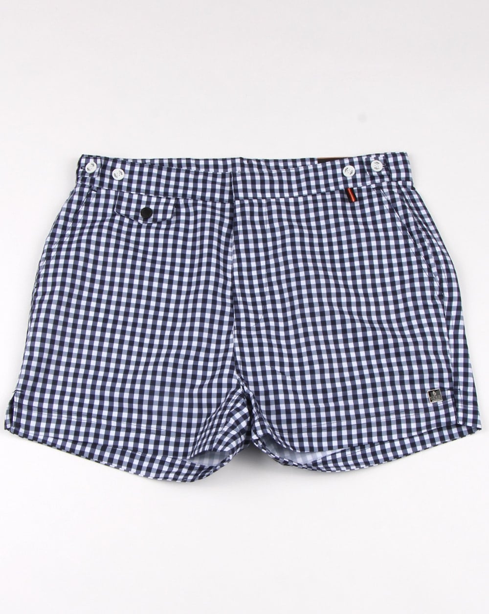 Luke Shorty Short Length Swim Shorts Navy/white Gingham