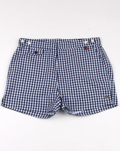 Luke Shorty Short Length Swim Shorts Navy/white Gingham