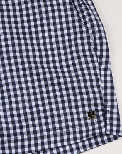 Luke Shorty Short Length Swim Shorts Navy/white Gingham