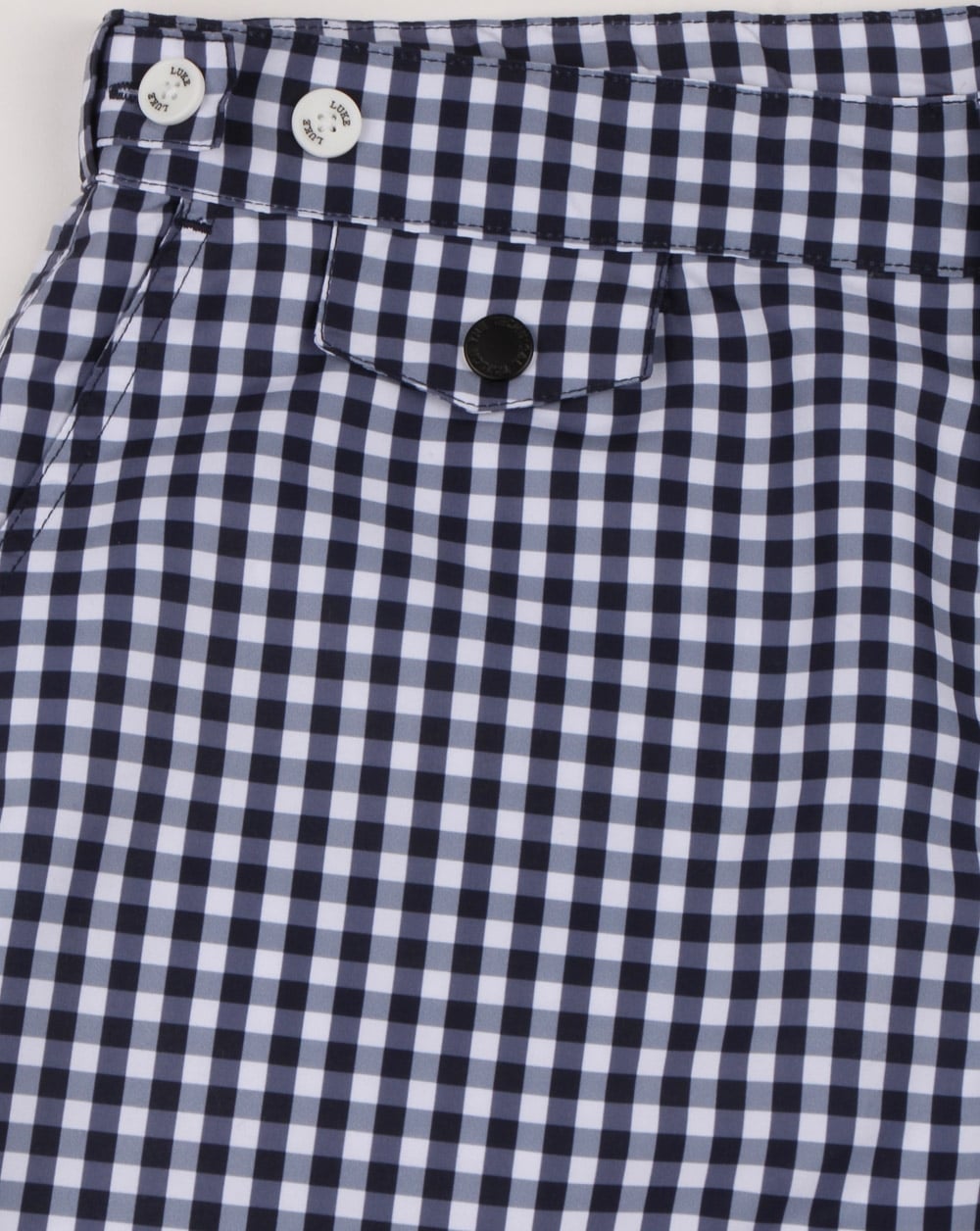 Luke Shorty Short Length Swim Shorts Navy/white Gingham