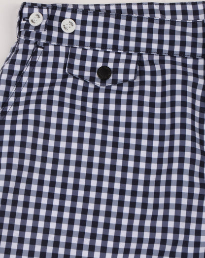 Luke Shorty Short Length Swim Shorts Navy/white Gingham