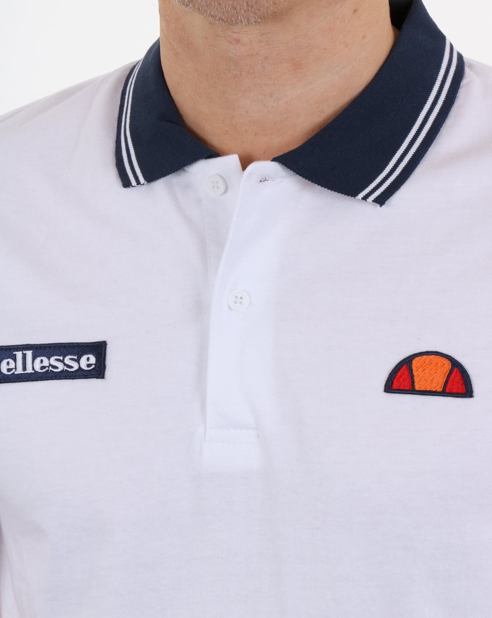 Ellesse Tipped Polo Shirt White-Navy