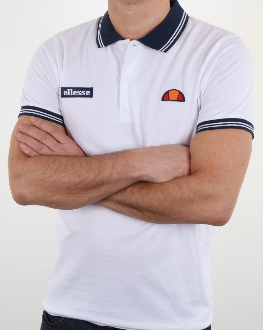 Ellesse Tipped Polo Shirt White-Navy